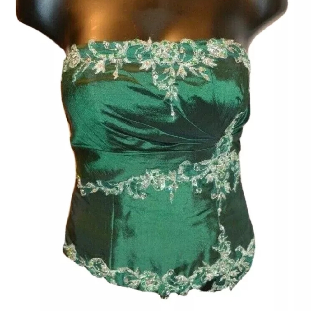 Princess by Mary's Bridal Green Taffeta Quinceanera Prom Dress Corset Top sz 4